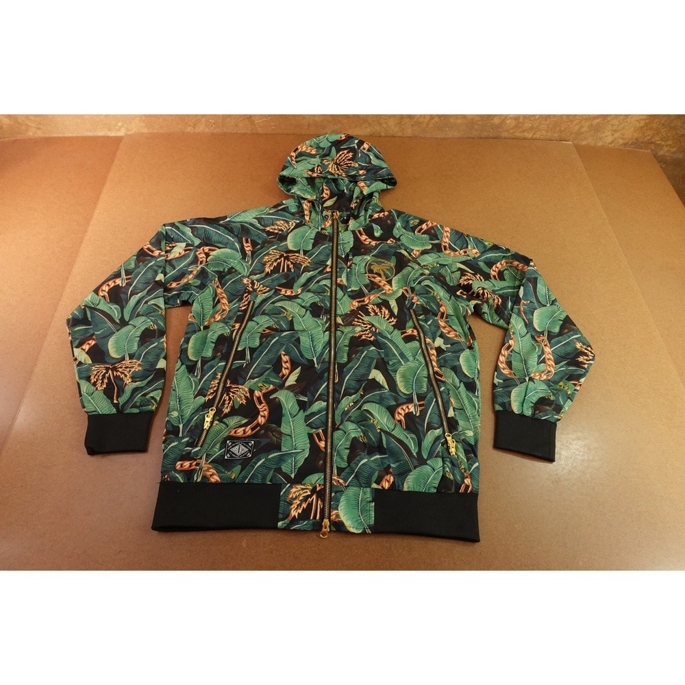 BLVD Supply Mens Size Large Green Palms Windmaker B Trill Full Zip Jacket New